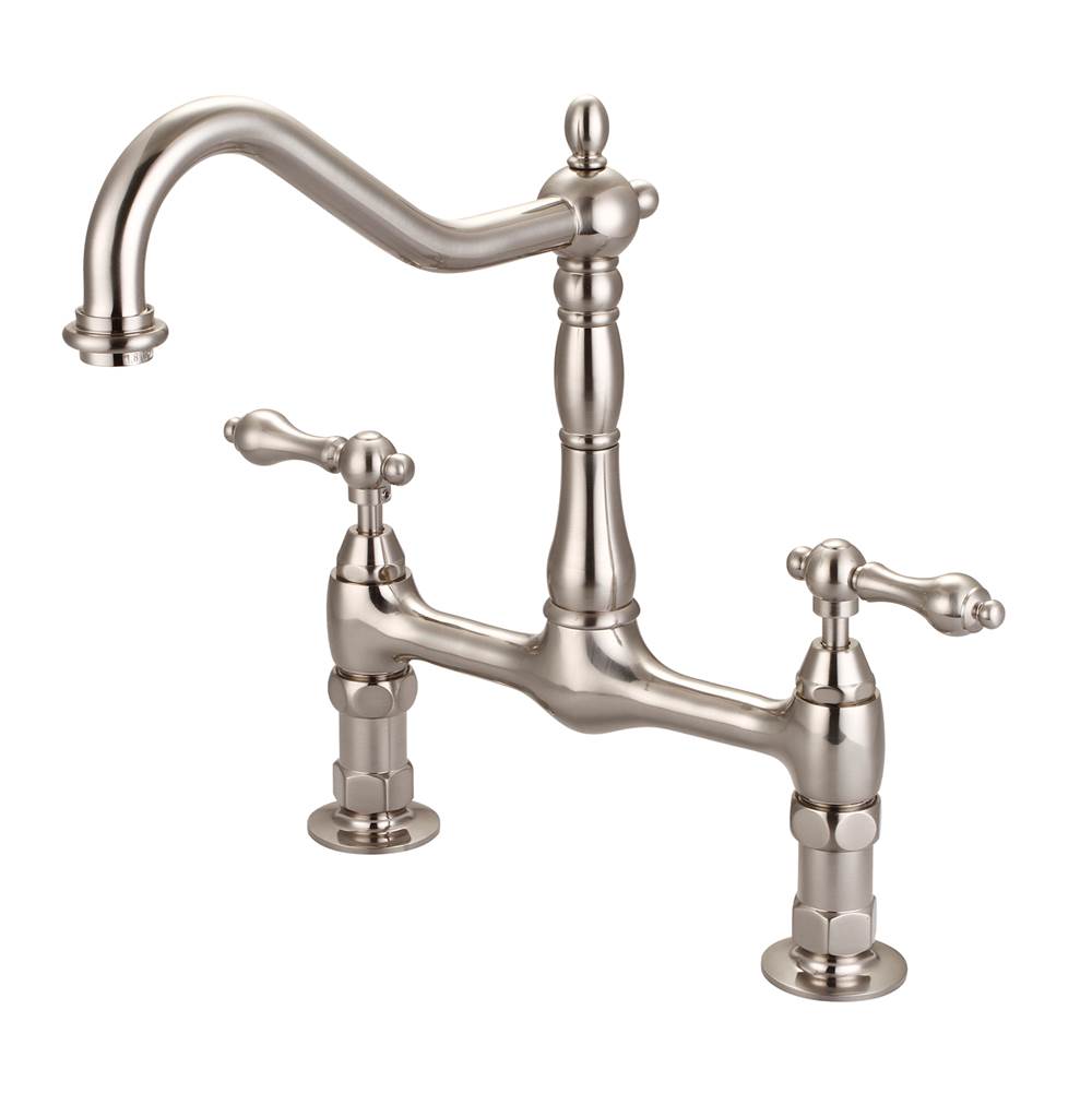 Barclay - Guthrie Kitchen Bridge Faucet Metal Lever Handles,BN - Brushed Nickel
