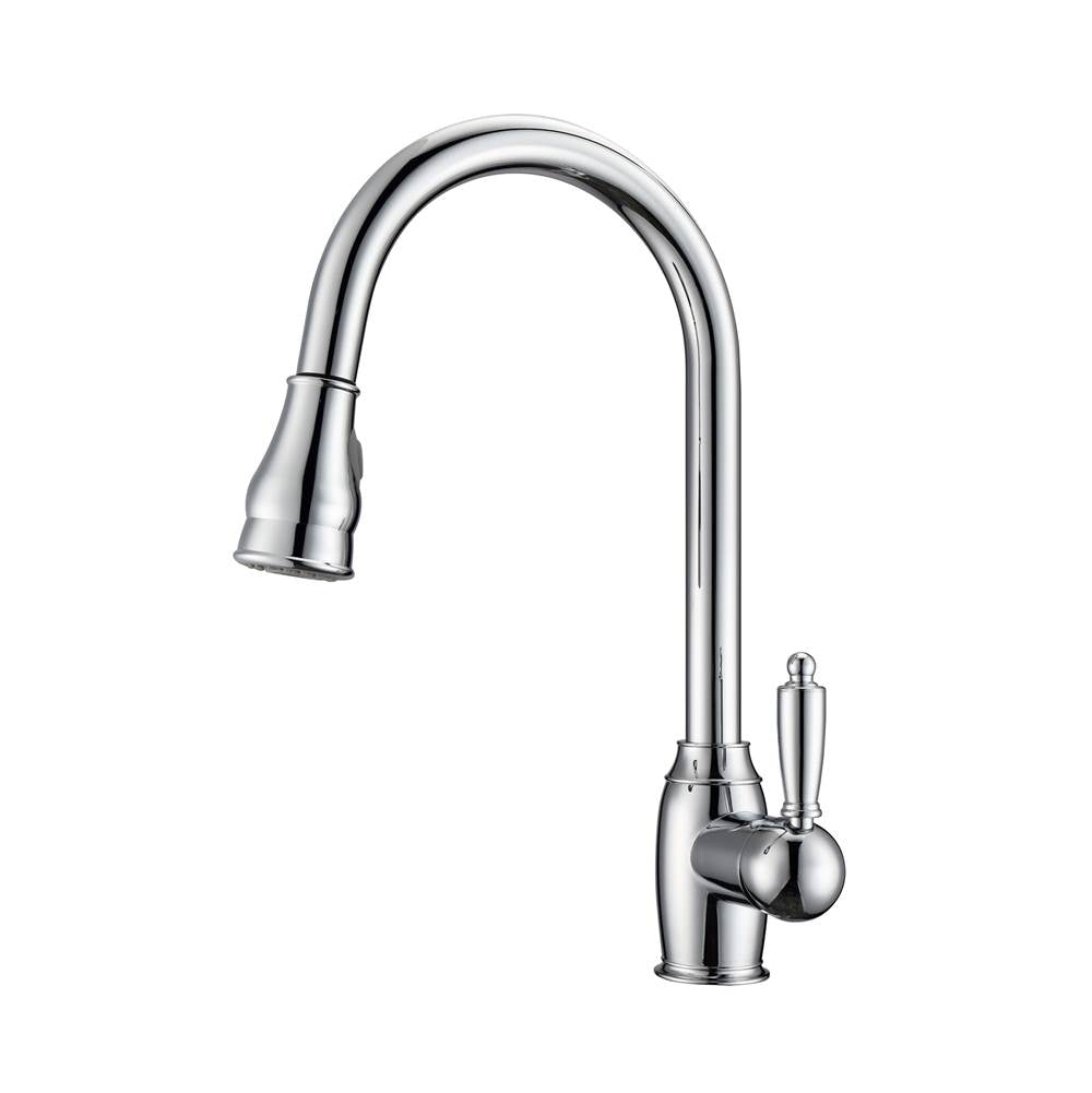 Barclay - Bay Kitchen Faucet,Pull-Out Spray, Metal Lever Handles, CP - Polished Chrome