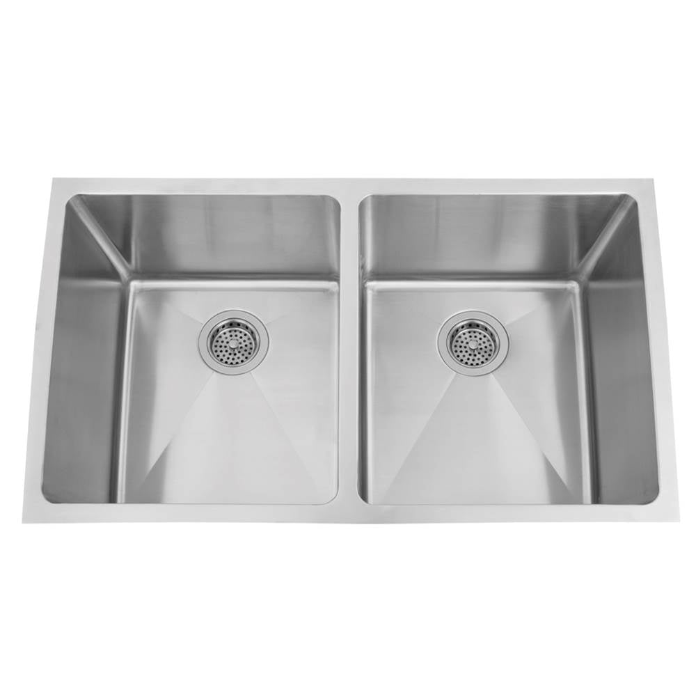Barclay - Geraldine 32'' SS Deep 50/50 Double Bowl Undermount Sink - Stainless Steel