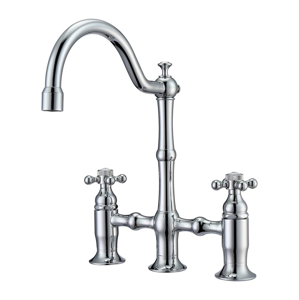 Barclay - Dorsett Bridge Bathroom Faucet no hoses,Cross Handles, CP - Polished Chrome