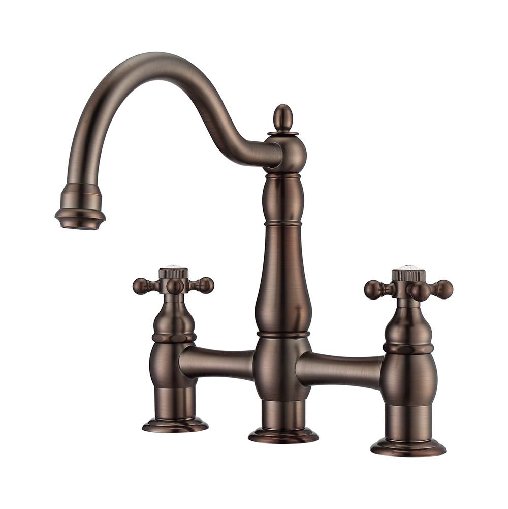 Barclay - Cobar Bridge Bathroom Faucet no hoses,Cross Handles, ORB - Oil Rubbed Bronze