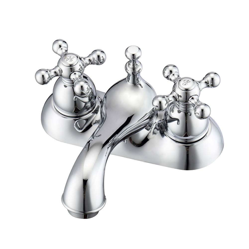 Barclay - Donata 4''cc Lav Faucet, No hoses, Metal Cross Handles, CP - Polished Chrome