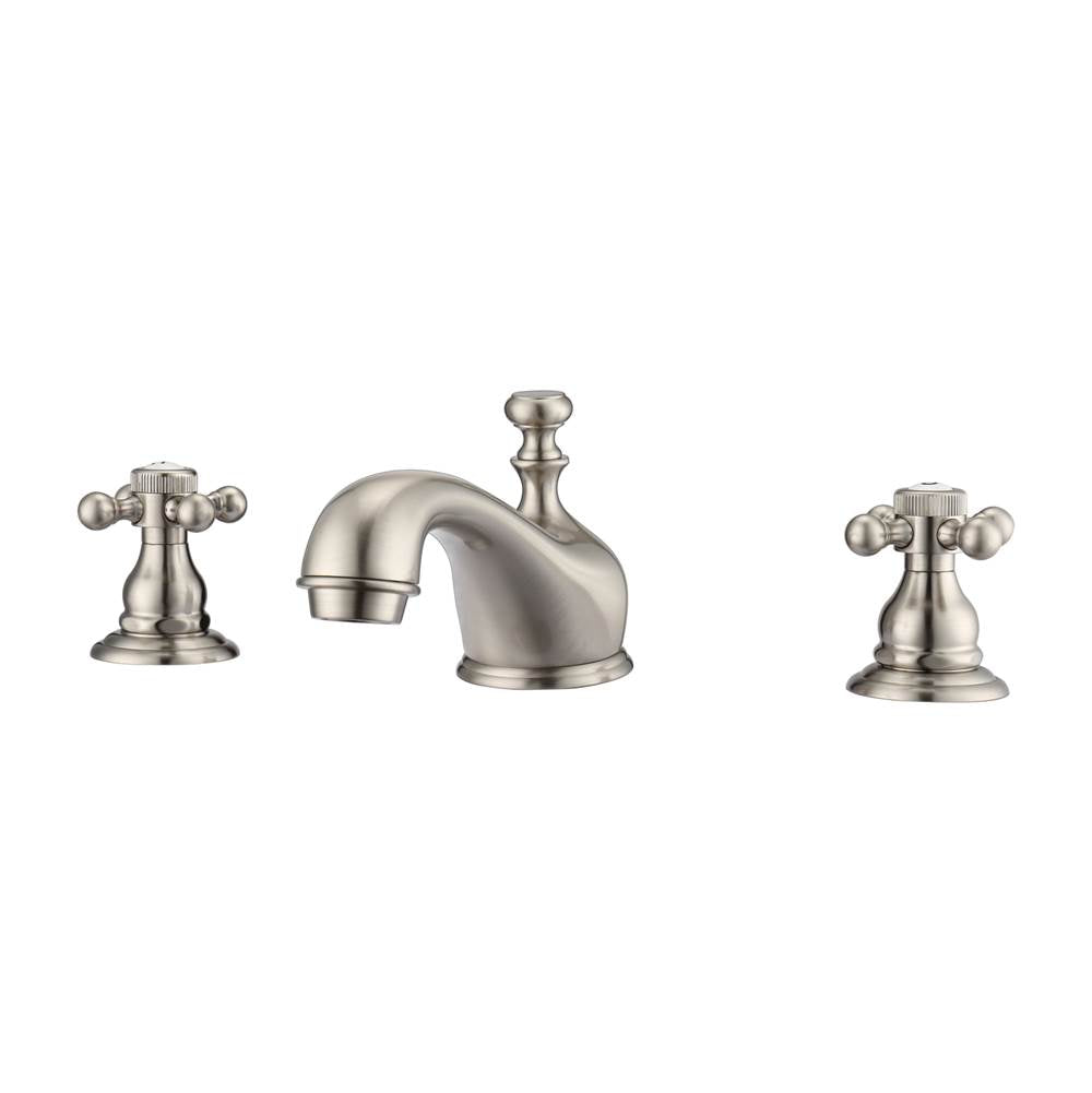 Barclay - Marsala 8''cc Lav Faucet, with Hoses,Button Cross Handles, BN - Brushed Nickel