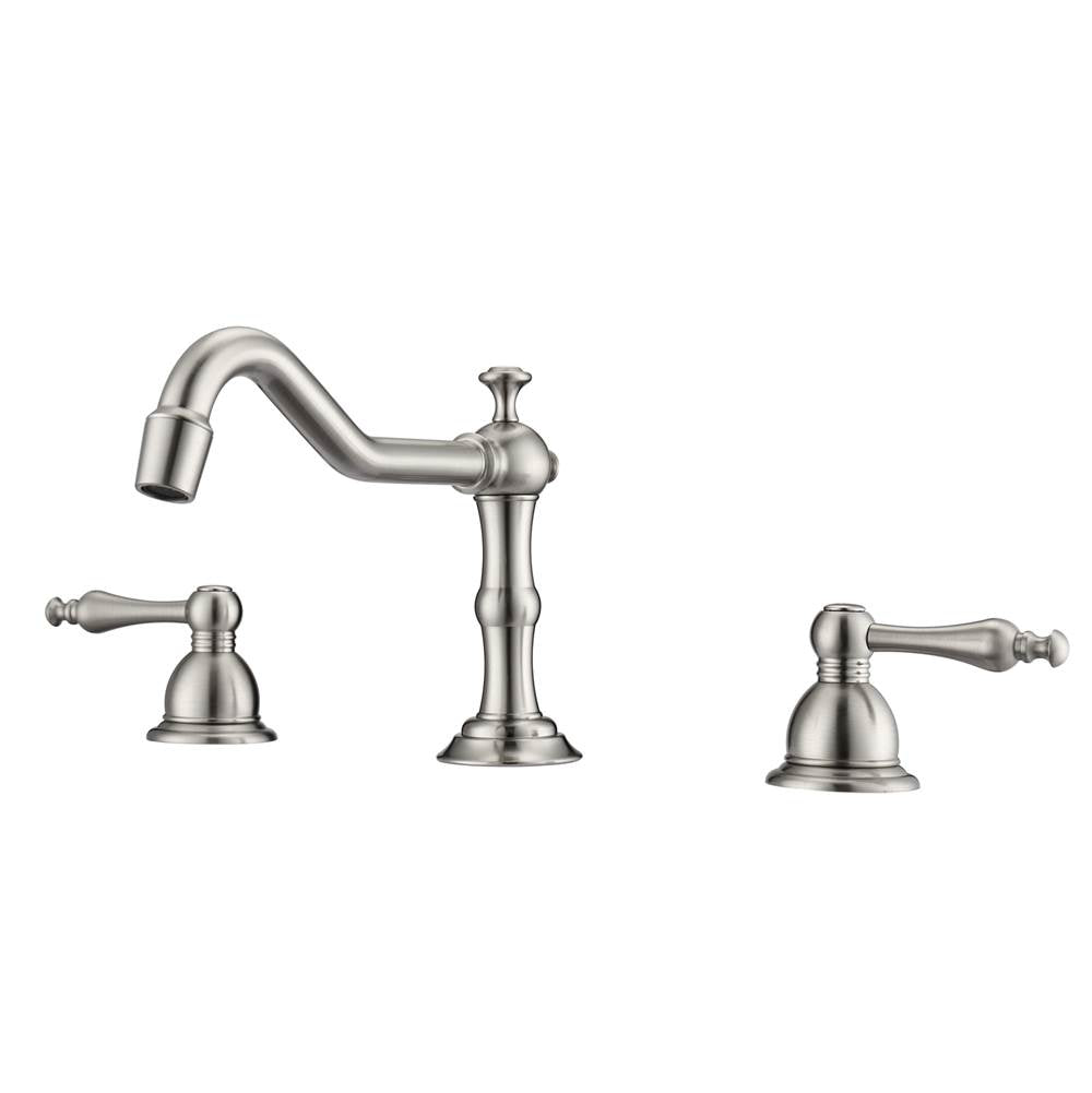 Barclay - Roma 8''cc Lav Faucet, with Hoses, Metal Lever Handles, BN - Brushed Nickel