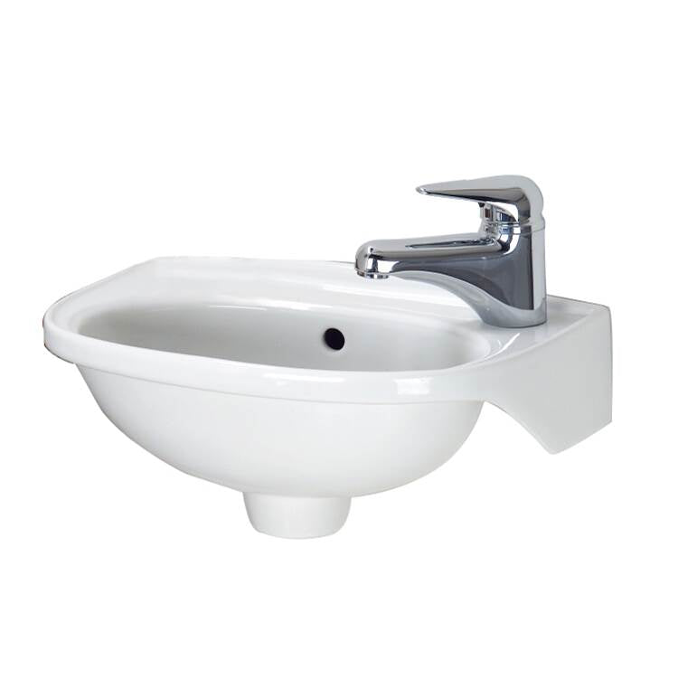 Barclay - Tina Wall Hung Basin, Right Hole w/Hangers, White - White