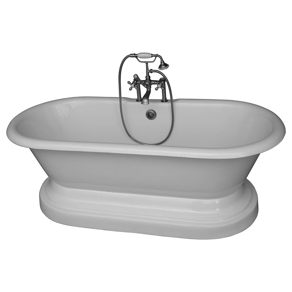 Barclay - Tub Kit 61''CI,Dbl Roll Top w/ Base,Filler,Supplies,Drain-SN - Satin Nickel