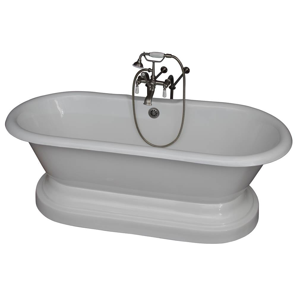 Barclay - Tub Kit 61''CI,Dbl Roll Top w/ Base,Filler,Supplies,Drain-SN - Satin Nickel