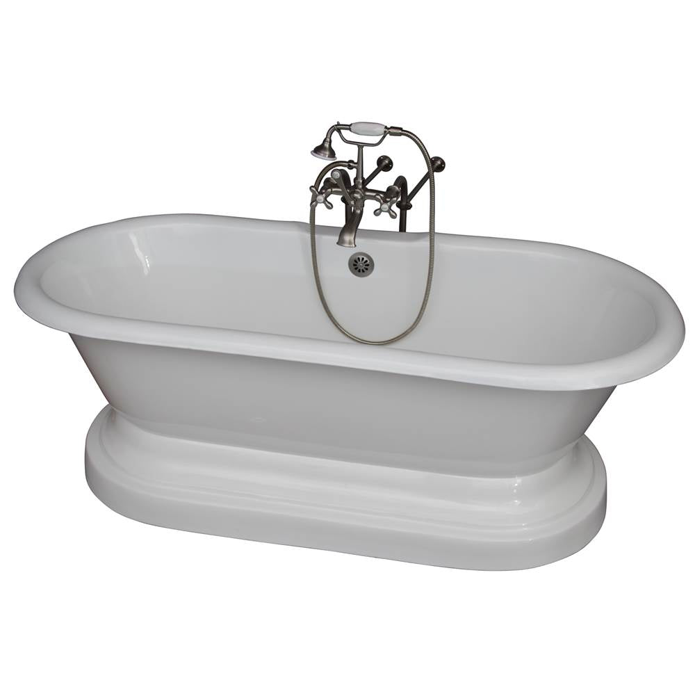 Barclay - Tub Kit 61''CI,Dbl Roll Top w/ Base,Filler,Supplies,Drain-SN - Satin Nickel
