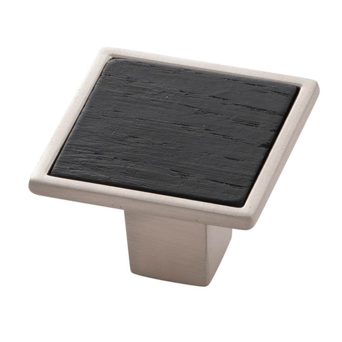 Belwith Keeler - Knob 1-7/16 Inch Square - Satin Nickel With Black Wood