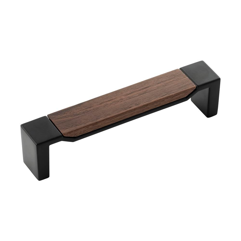 Belwith Keeler - Pull 5-1/16 Inch (128mm) Center to Center - Matte Black With Walnut
