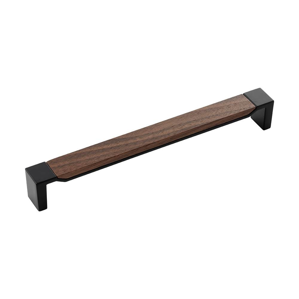 Belwith Keeler - Pull 8-13/16 Inch (224mm) Center to Center - Matte Black With Walnut
