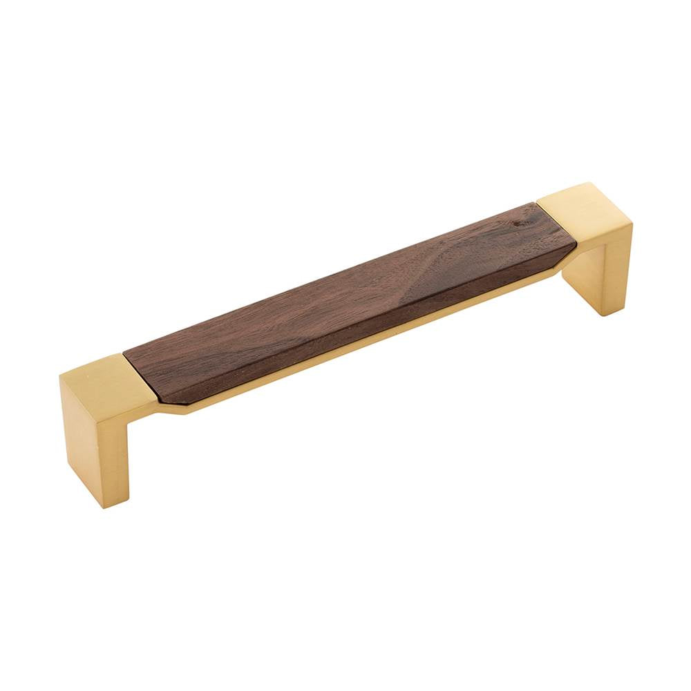 Belwith Keeler - Pull 6-5/16 Inch (160mm) Center to Center - Brushed Golden Brass With Walnut