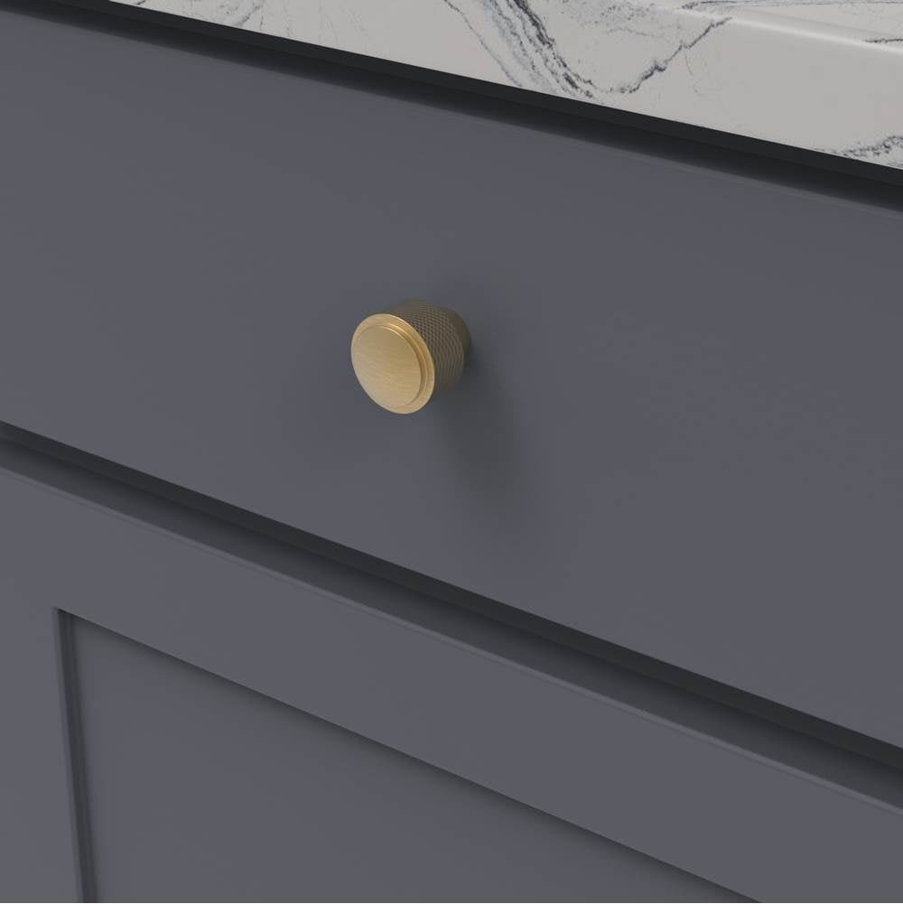 Verge Collection Knob 1-3/16 Inch Diameter Brushed Golden Brass Finish