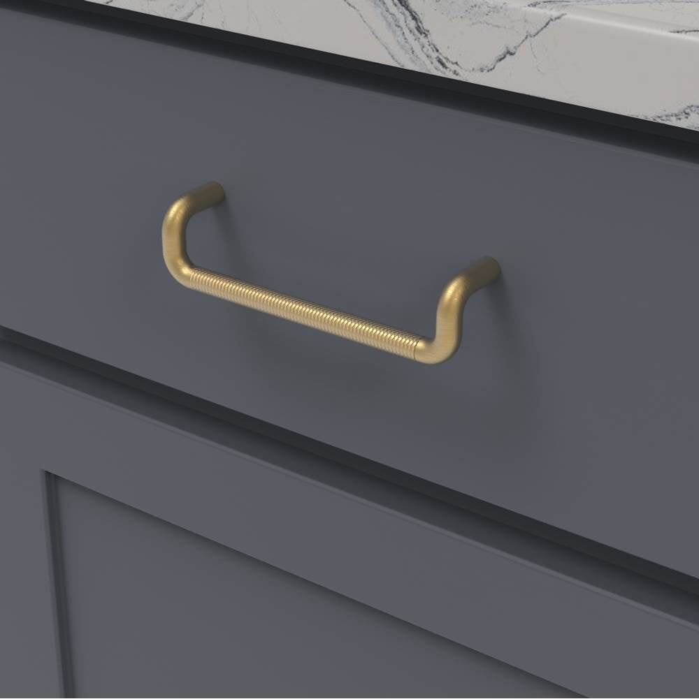 Verge Collection Pull 5-1/16 Inch (128mm) Center to Center Brushed Golden Brass Finish