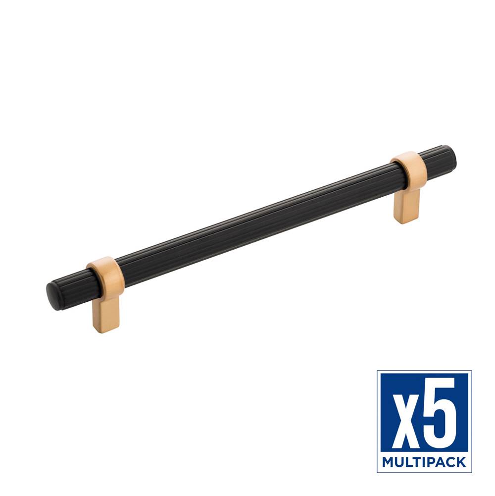 Belwith Keeler - Sinclaire Collection Pull 6-5/16 Inch (160mm) Center to Center Matte Black and Brushed Golden Brass Finish - Matte Black,Brushed Golden Brass