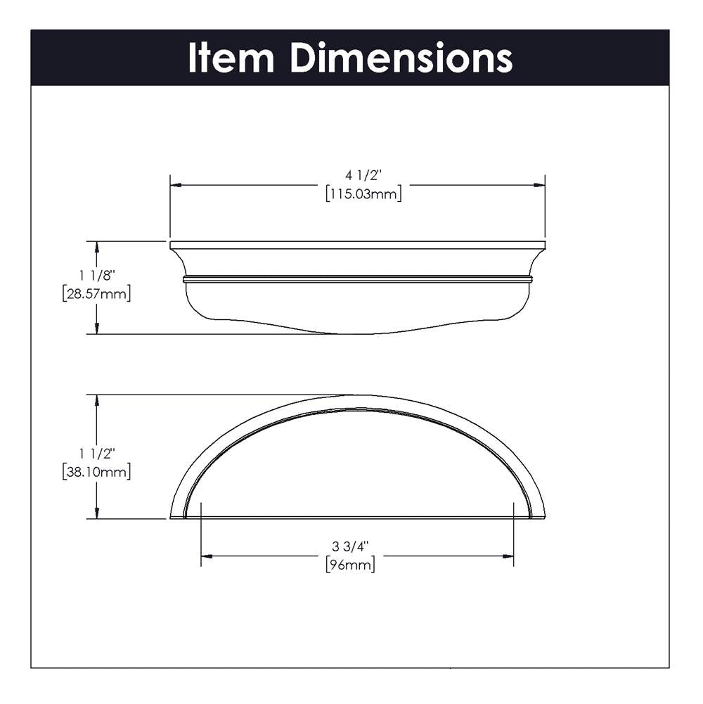 Cup Pull 3-3/4 Inch (96mm) Center to Center