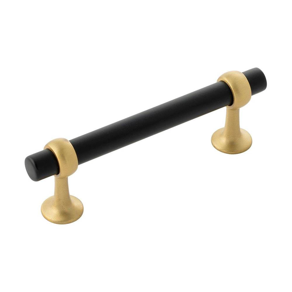 Belwith Keeler - Pull 3-3/4 Inch (96mm) Center to Center - Matte Black And Brushed Golden Brass