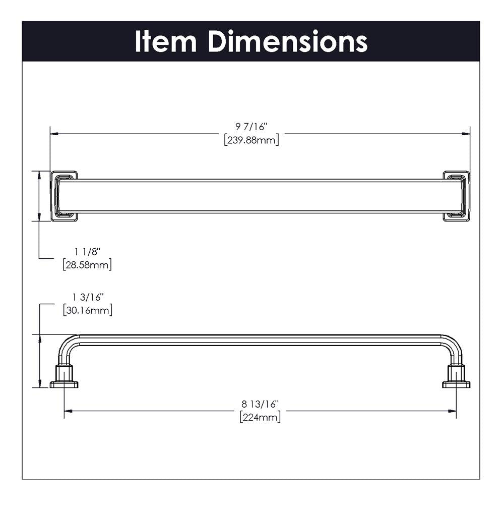 Brighton Collection Pull 8-13/16 Inch (224mm) Center to Center Brushed Golden Brass Finish