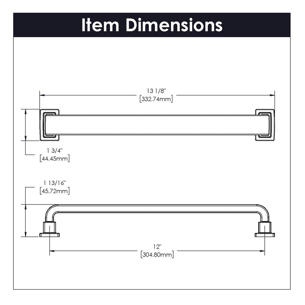 Brighton Collection Appliance Pull 12 Inch Center to Center Brushed Golden Brass Finish