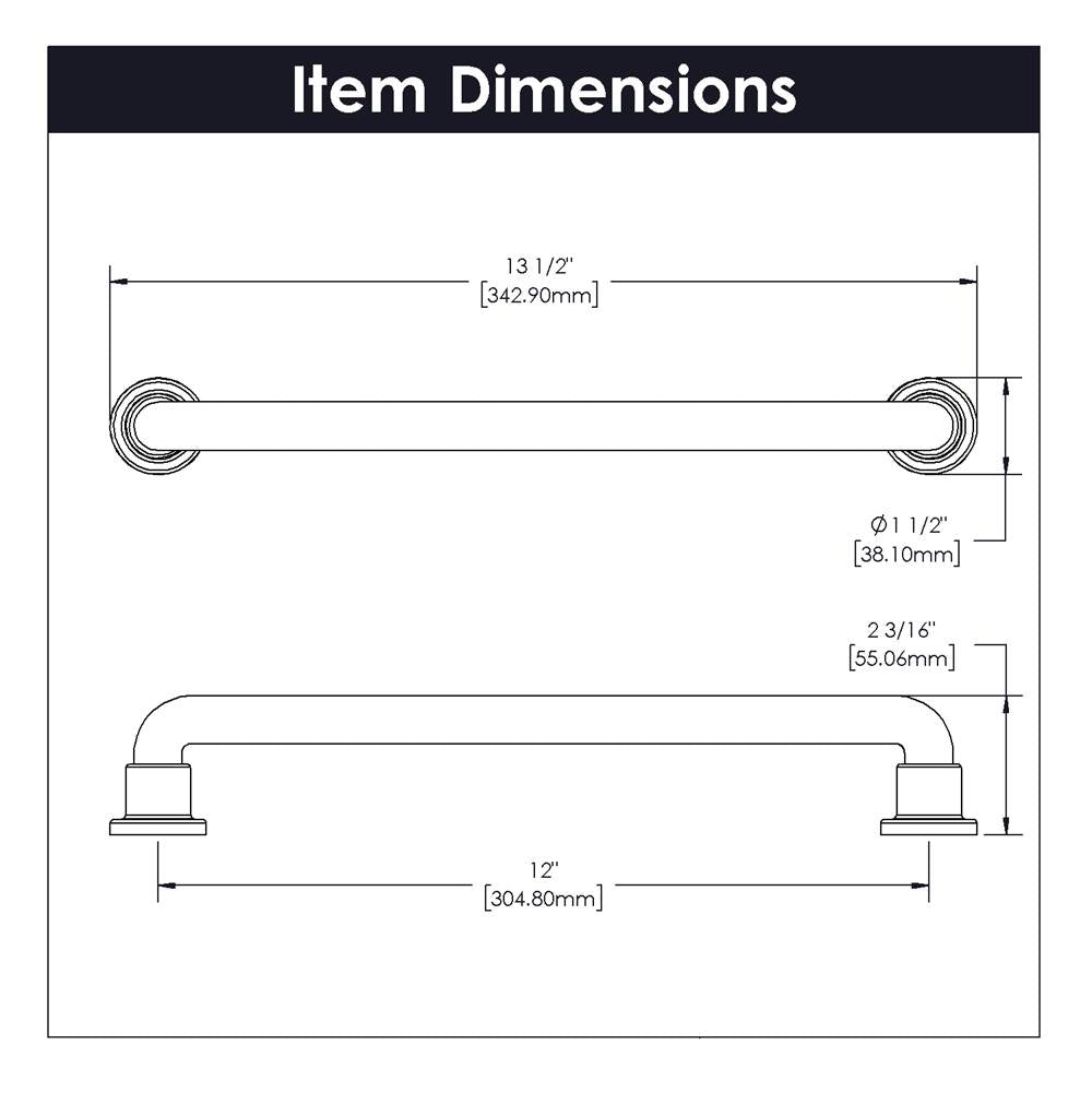 Urbane Collection Appliance Pull 12 Inch Center to Center Brushed Golden Brass Finish
