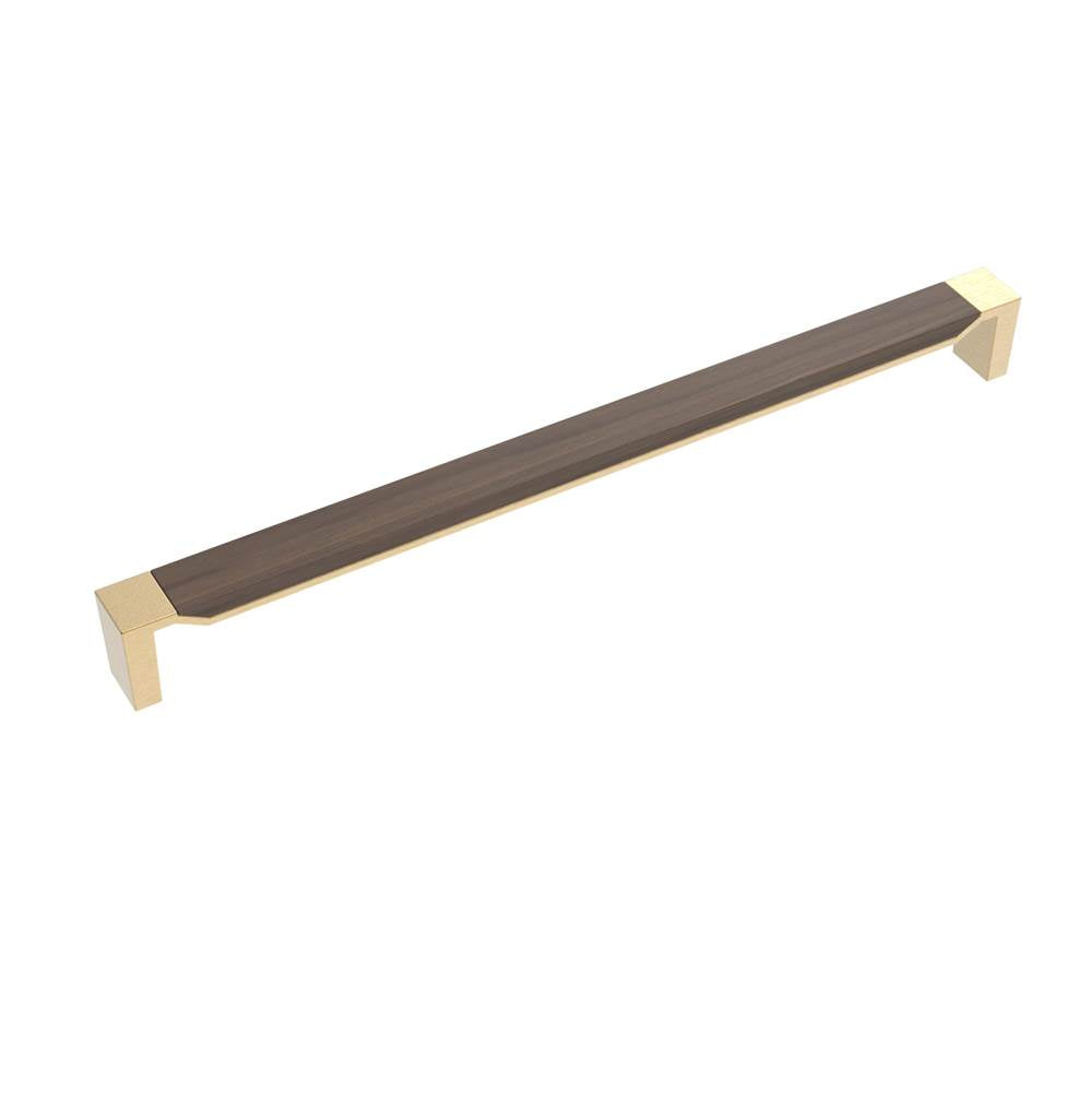 Belwith Keeler - Fuse Collection Appliance Pull 18 Inch Center to Center Brushed Golden Brass with Walnut Finish - Brushed Golden Brass,Walnut