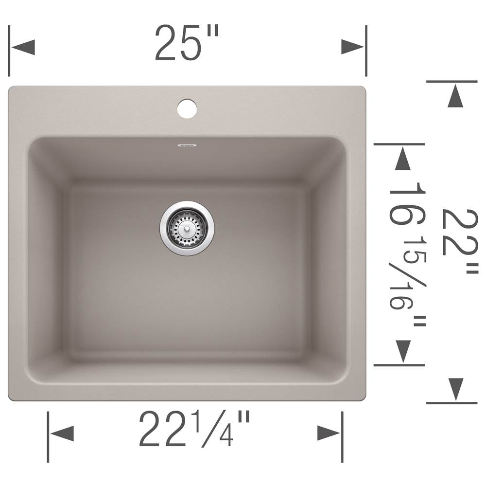 Liven SILGRANIT 25'' Single Bowl Dual Mount Laundry Sink - Anthracite