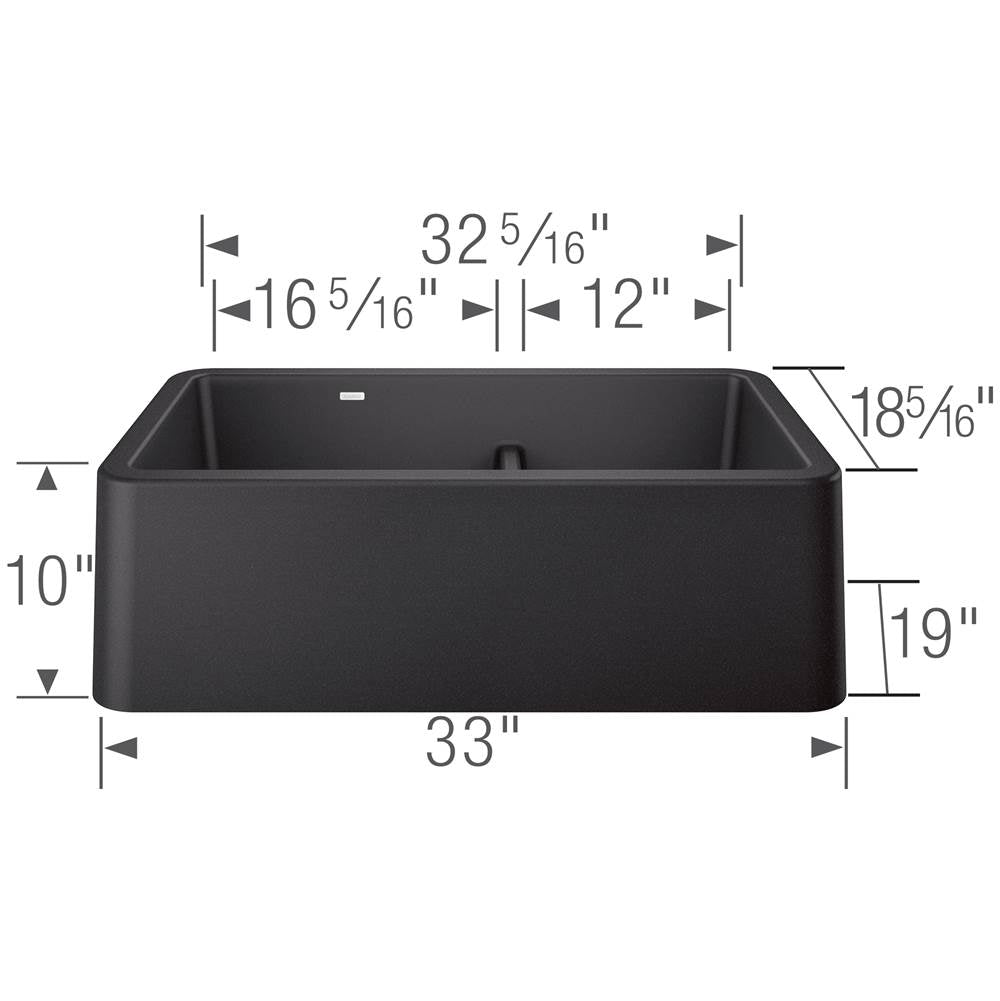 Ikon SILGRANIT 33'' Double Bowl Apron-Front Farmhouse Sink with Low Divide - Anthracite
