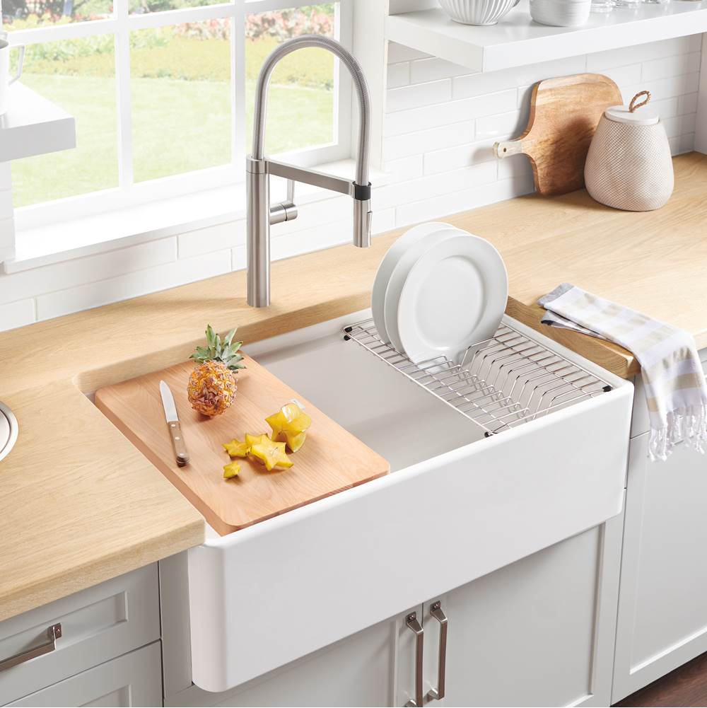 Profina 36'' Single Bowl Apron-Front Fireclay Farmhouse Sink - White