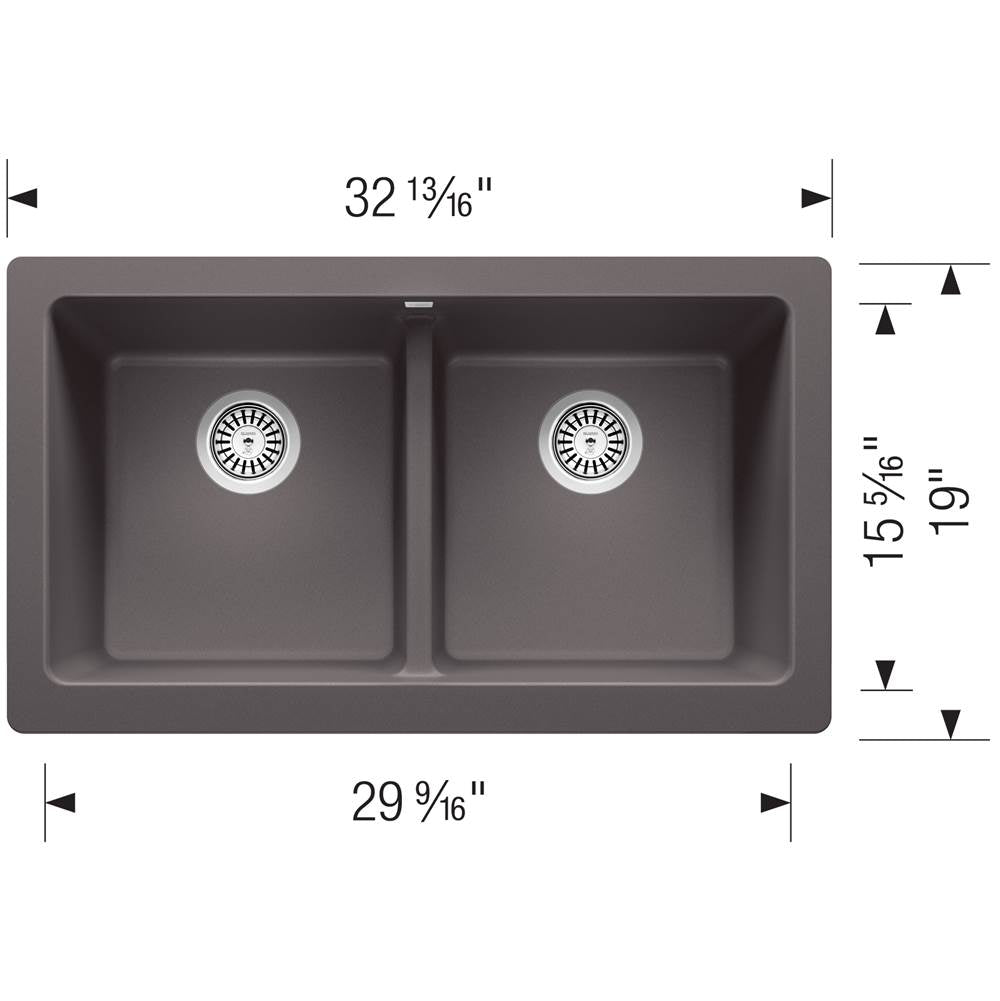 Vintera SILGRANIT 33'' Double Bowl Apron-Front Farmhouse Sink - Anthracite