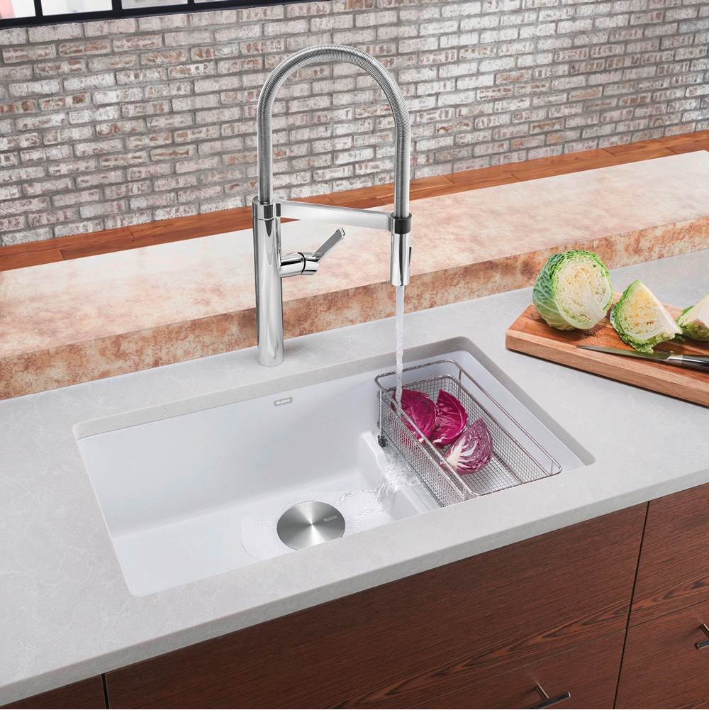 Precis Cascade SILGRANIT 29'' Single Bowl Undermount Kitchen Sink with Colander - Coal Black