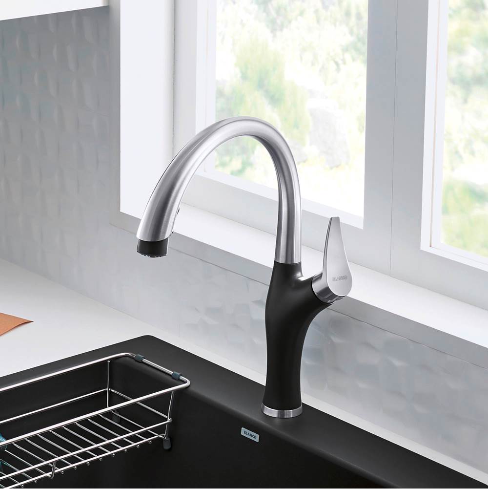 Artona Pull-Down Dual-Spray Kitchen Faucet - PVD Steel/Anthracite