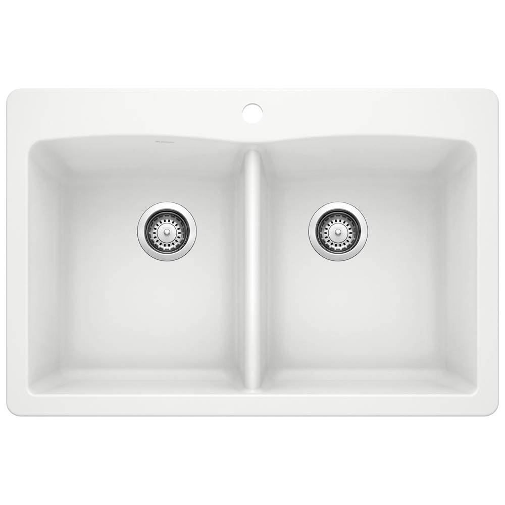 Blanco - Diamond SILGRANIT 33'' 50/50 Double Bowl Dual Mount Kitchen Sink - White - White