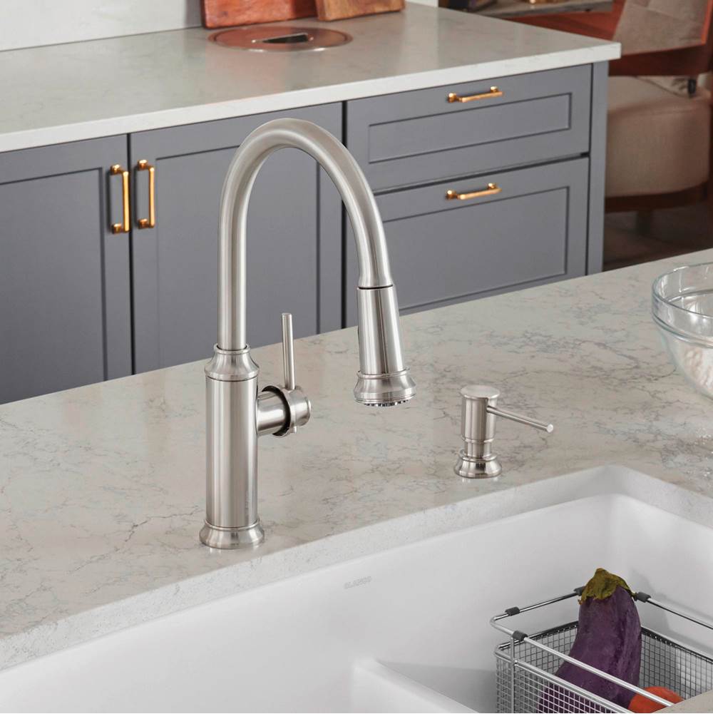 Empressa High Arc Pull-Down Dual-Spray Kitchen Faucet - PVD Steel