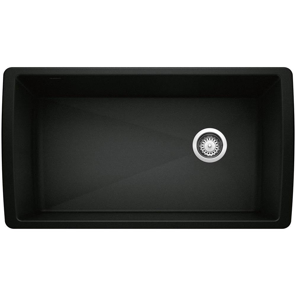 Blanco - Diamond SILGRANIT 33'' Super Single Undermount Kitchen Sink - Coal Black - Coal Black