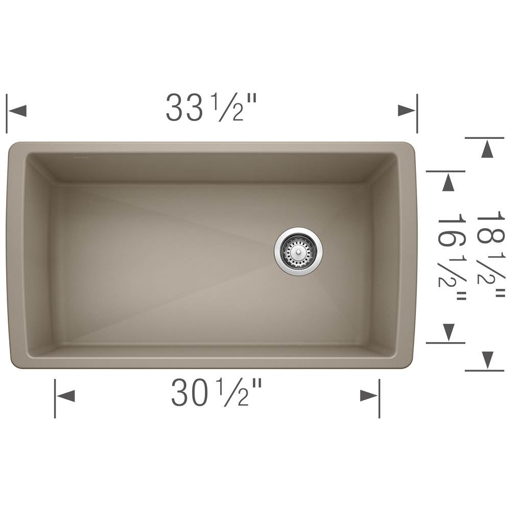 Diamond SILGRANIT 33'' Super Single Undermount Kitchen Sink - Cinder