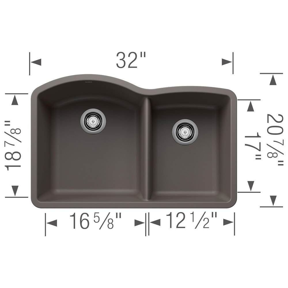 Diamond SILGRANIT 32'' 60/40 Double Bowl Undermount Kitchen Sink - Soft White