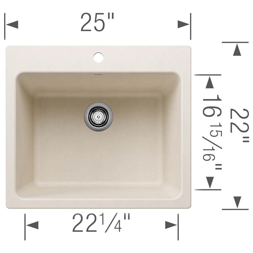 Liven SILGRANIT 25'' Single Bowl Dual Mount Laundry Sink - Soft White