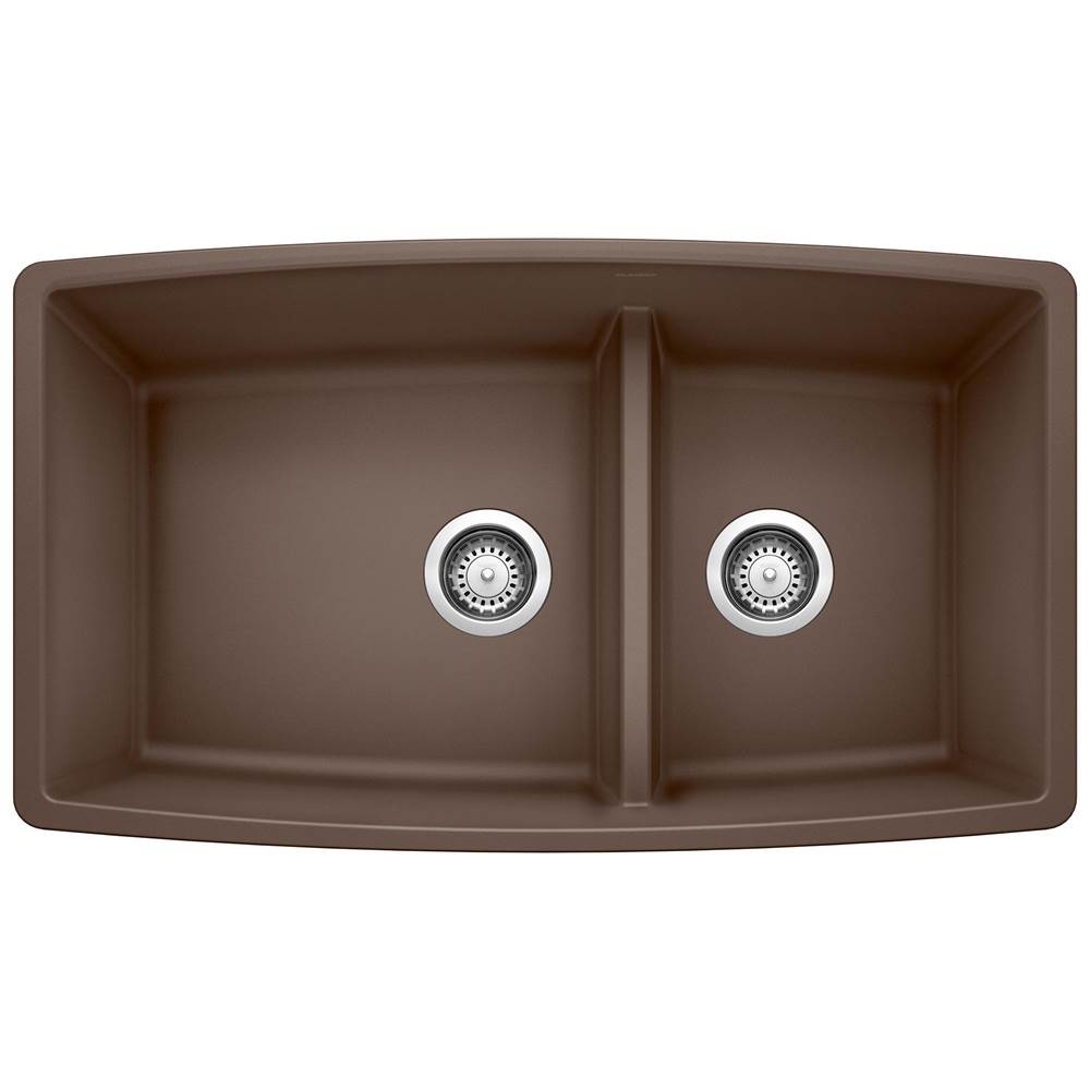 Blanco - Performa SILGRANIT 33'' 60/40 Double Bowl Undermount Kitchen Sink with Low Divide - Cafe - Cafe