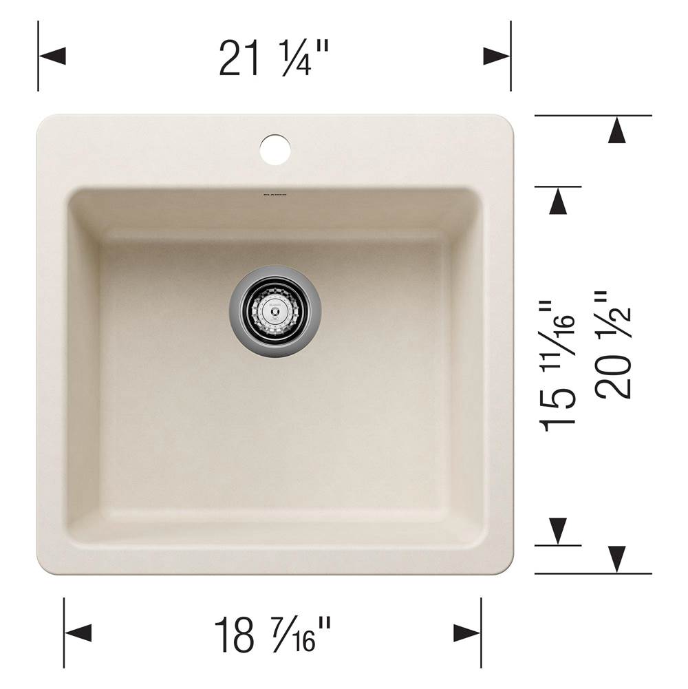 Liven SILGRANIT 21'' Single Bowl Dual Mount Kitchen Sink - Coal Black