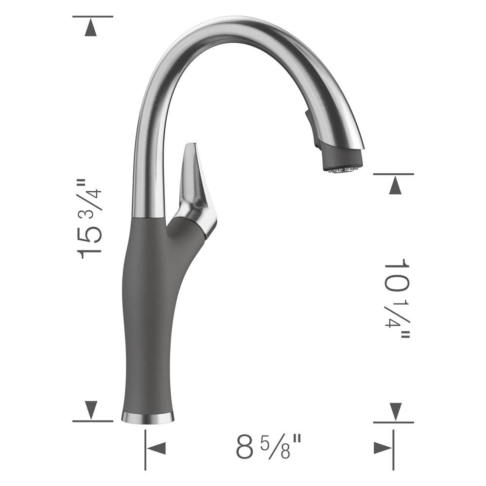 Artona Pull-Down Dual-Spray Kitchen Faucet - PVD Steel/Anthracite