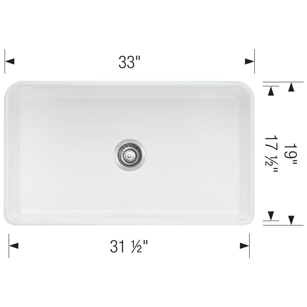 Cerana 33'' Fireclay Single Bowl Apron-Front Farmhouse Sink - White