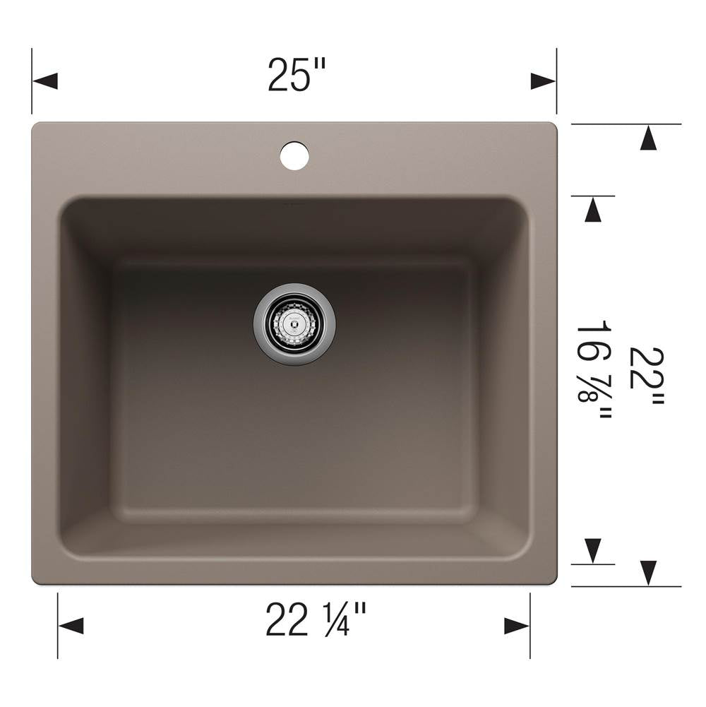 Liven SILGRANIT 25'' Single Bowl Dual Mount Laundry Sink - Anthracite