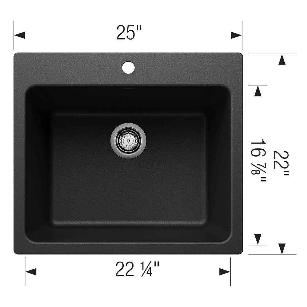 Liven SILGRANIT 25'' Single Bowl Dual Mount Laundry Sink - Anthracite