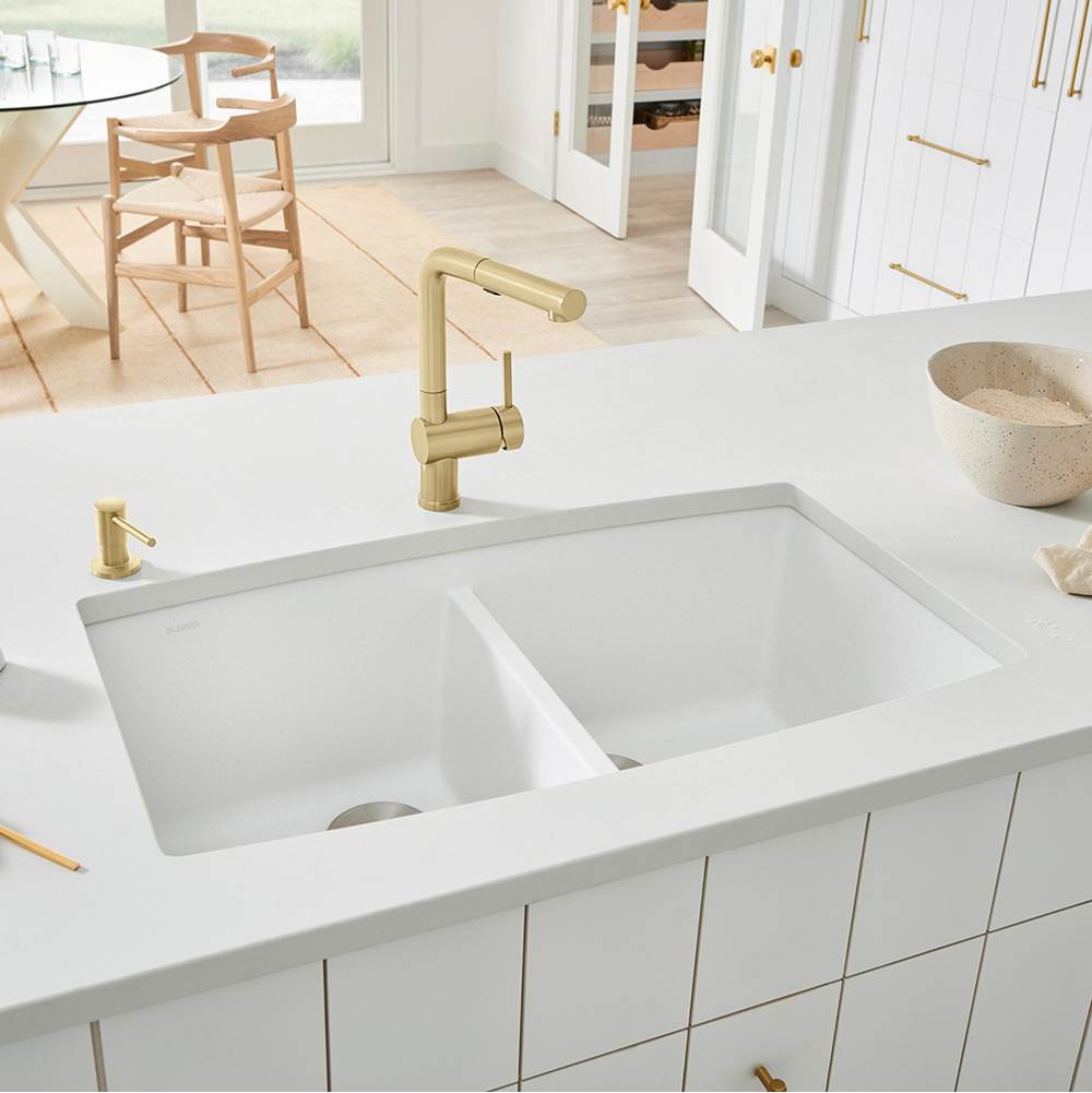 Performa SILGRANIT 33'' 50/50 Double Bowl Undermount Kitchen Sink - Cafe