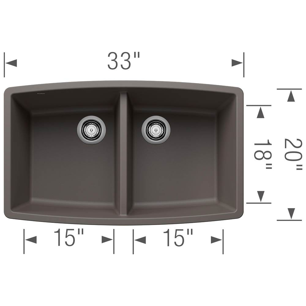 Performa SILGRANIT 33'' 50/50 Double Bowl Undermount Kitchen Sink - Soft White