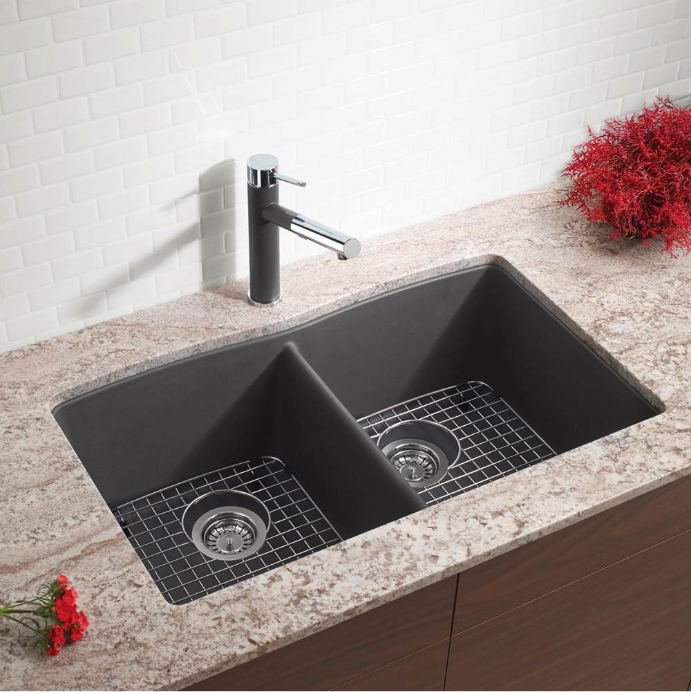 Diamond SILGRANIT 32'' 50/50 Double Bowl Undermount Kitchen Sink - Cafe