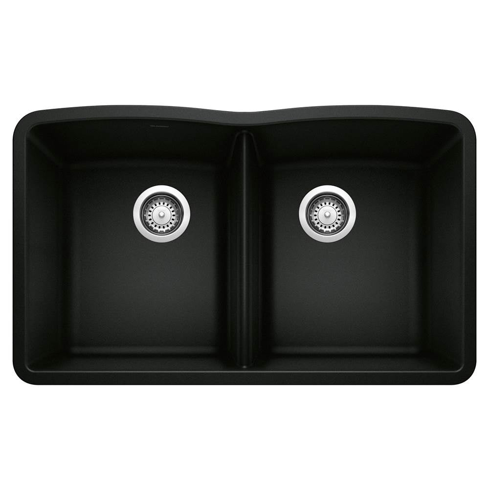 Blanco - Diamond SILGRANIT 32'' 50/50 Double Bowl Undermount Kitchen Sink - Coal Black - Coal Black