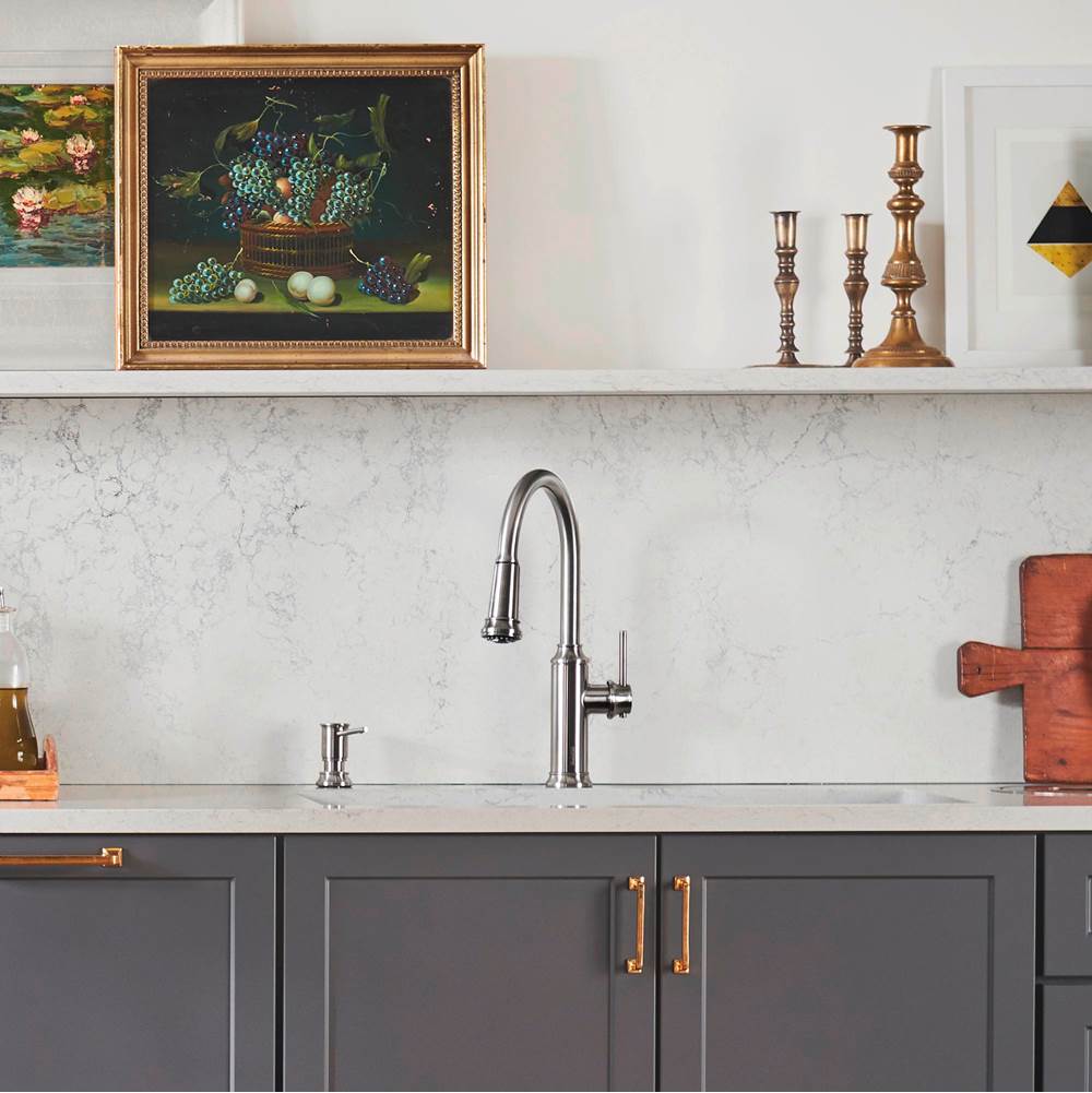 Empressa High Arc Pull-Down Dual-Spray Kitchen Faucet - PVD Steel