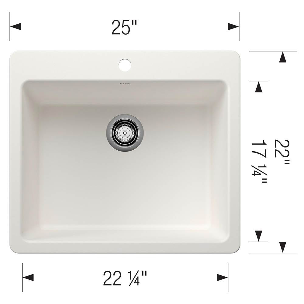 Liven SILGRANIT 25'' Single Bowl Dual Mount Kitchen Sink - Coal Black