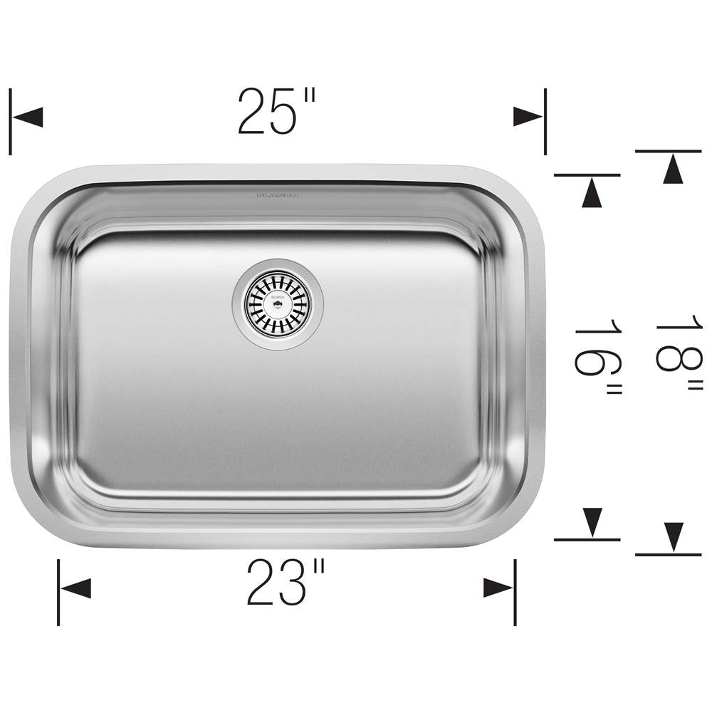 Stellar 25'' Single Bowl Undermount Stainless Steel Kitchen Sink